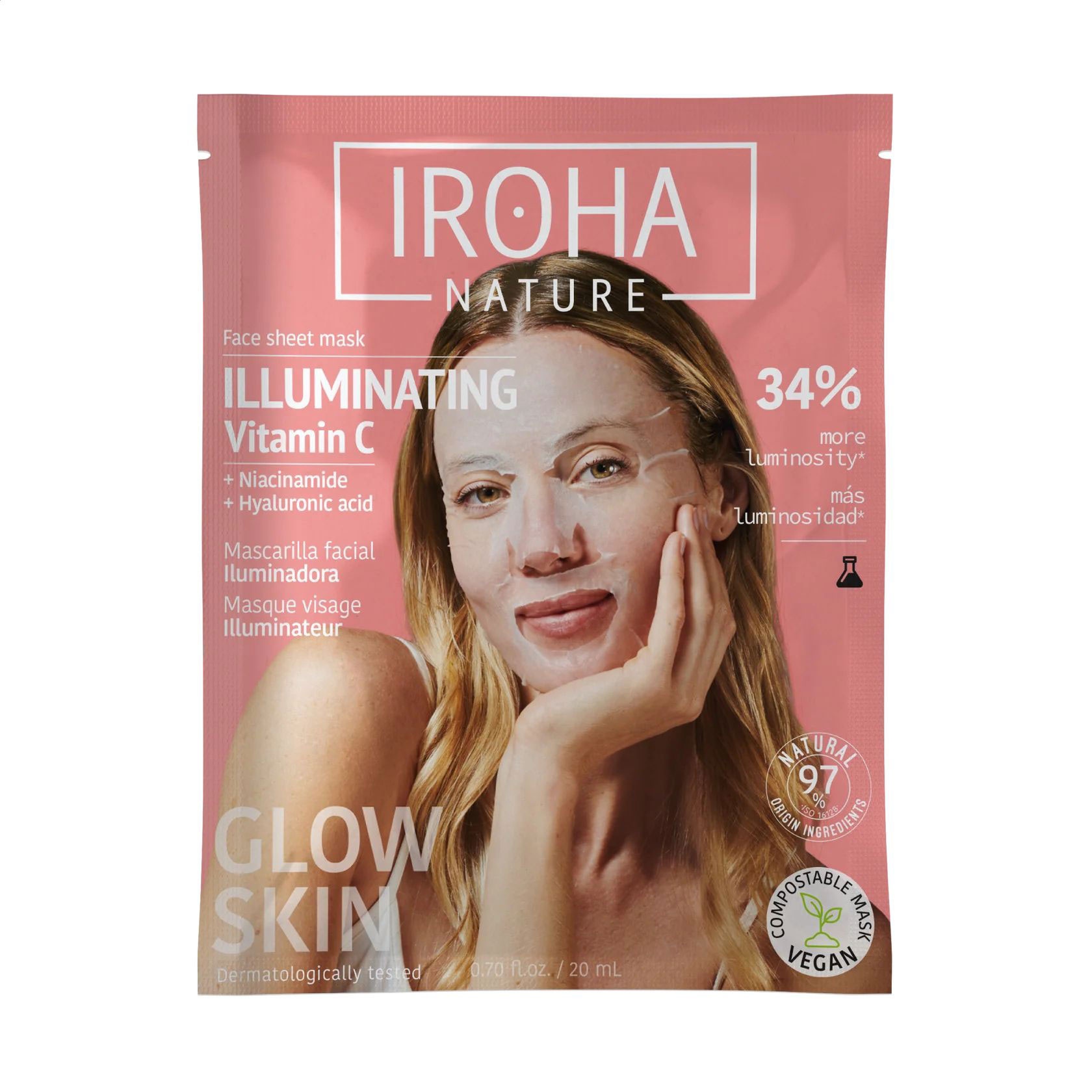 Тканинна маска для обличчя Iroha Nature Brightening Vitamin C Tissue Face Mask, 20 мл